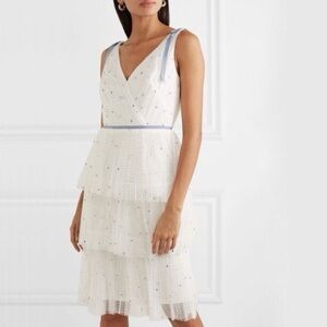 Marchesa Notte Ivory Tulle Midi Dress, Size 0